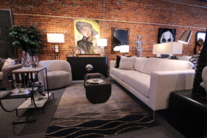 How to choose art for you home image of a metallic modern art piece in a stylish living room